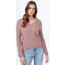 Tentree Highline Cotton Light V-Neck Sweater Women's -The North Face Shop 101882 TWILIGHT MAUVE m