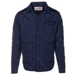 Schott Down-Filled Diamond Quilted Shirt Jacket Men's -The North Face Shop 104502 NAVY m