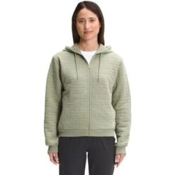 The North Face Longs Peak Quilted Full Zip Hoodie Women's 7 The North Face Longs Peak Quilted Full Zip Hoodie Women's -The North Face Shop 105478 TEA GREEN WHITE HTHR m