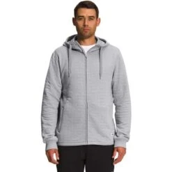 The North Face Longs Peak Quilted Full Zip Hoodie Men's -The North Face Shop 105492 MELD GREY WHITE HTHR m