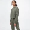 Tentree French Terry Cropped Hoodie Women's -The North Face Shop 106383 OLIVE NIGHT GREEN m