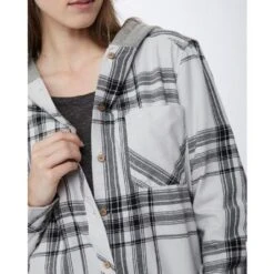 Tentree Hosmer Button Up Hoodie Women's 5 Tentree Hosmer Button Up Hoodie Women's -The North Face Shop 39036 LUNAR ROCK PLAID m