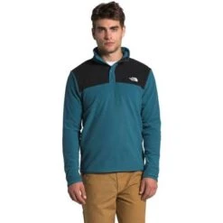 The North Face TKA Glacier Snap-Neck Pullover Fleece Top Men's -The North Face Shop 96616 MALLRDBLTNFBLK m