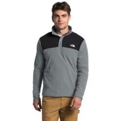 The North Face TKA Glacier Snap-Neck Pullover Fleece Top Men's -The North Face Shop 96616 MIDGREYTNFBLCK m