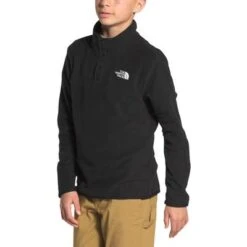 The North Face Glacier 1/4 Snap Pullover Fleece Top Kids' -The North Face Shop 96746 TNF BLACK m